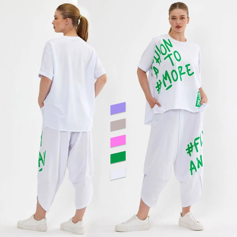 CasualGezellig™ Stijlvolle Tweedelige Set - Perfect Gecoördineerd T-shirt & Broek!