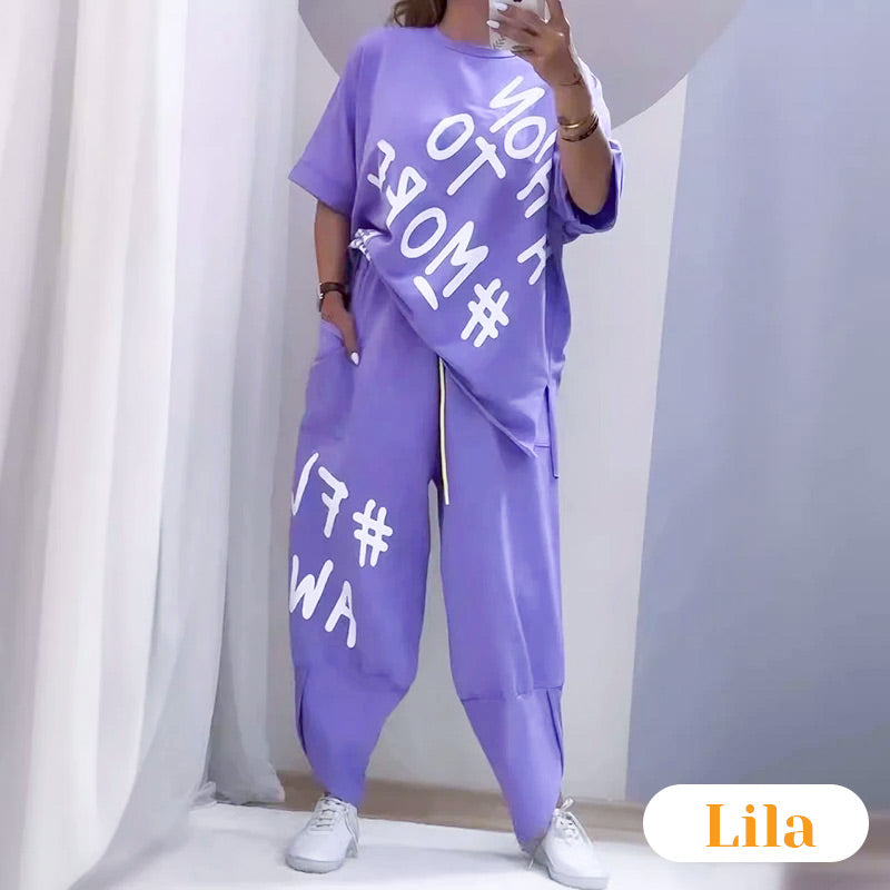 CasualGezellig™ Stijlvolle Tweedelige Set - Perfect Gecoördineerd T-shirt & Broek!