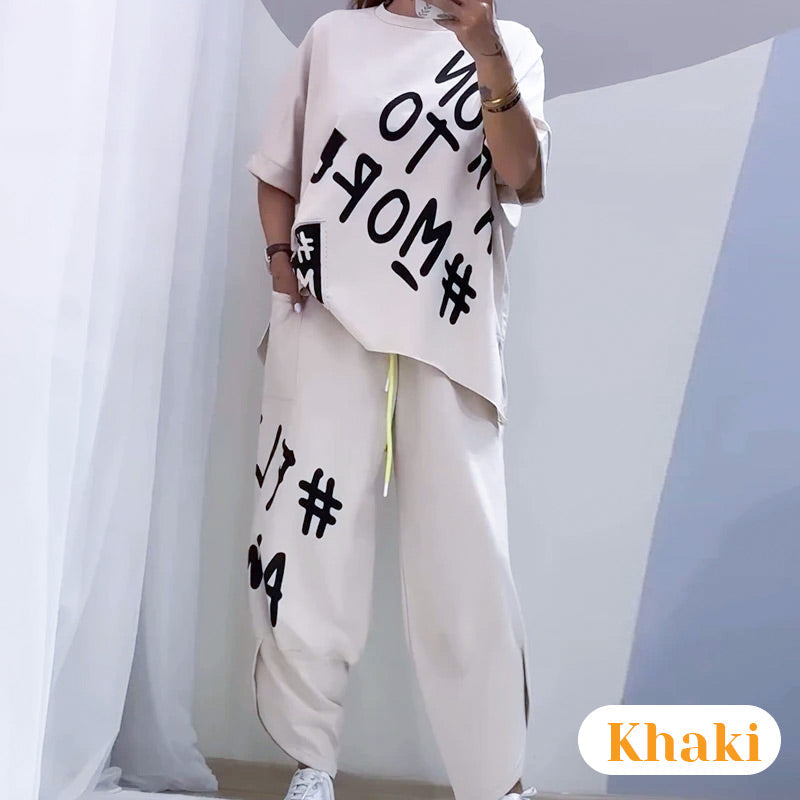 CasualGezellig™ Stijlvolle Tweedelige Set - Perfect Gecoördineerd T-shirt & Broek!