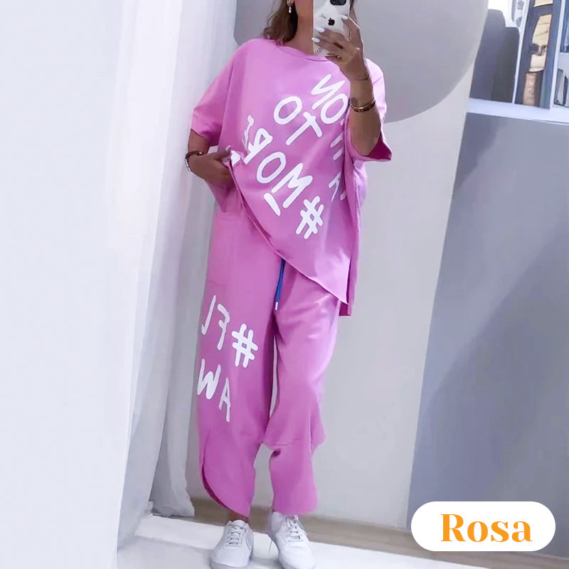 CasualGezellig™ Stijlvolle Tweedelige Set - Perfect Gecoördineerd T-shirt & Broek!