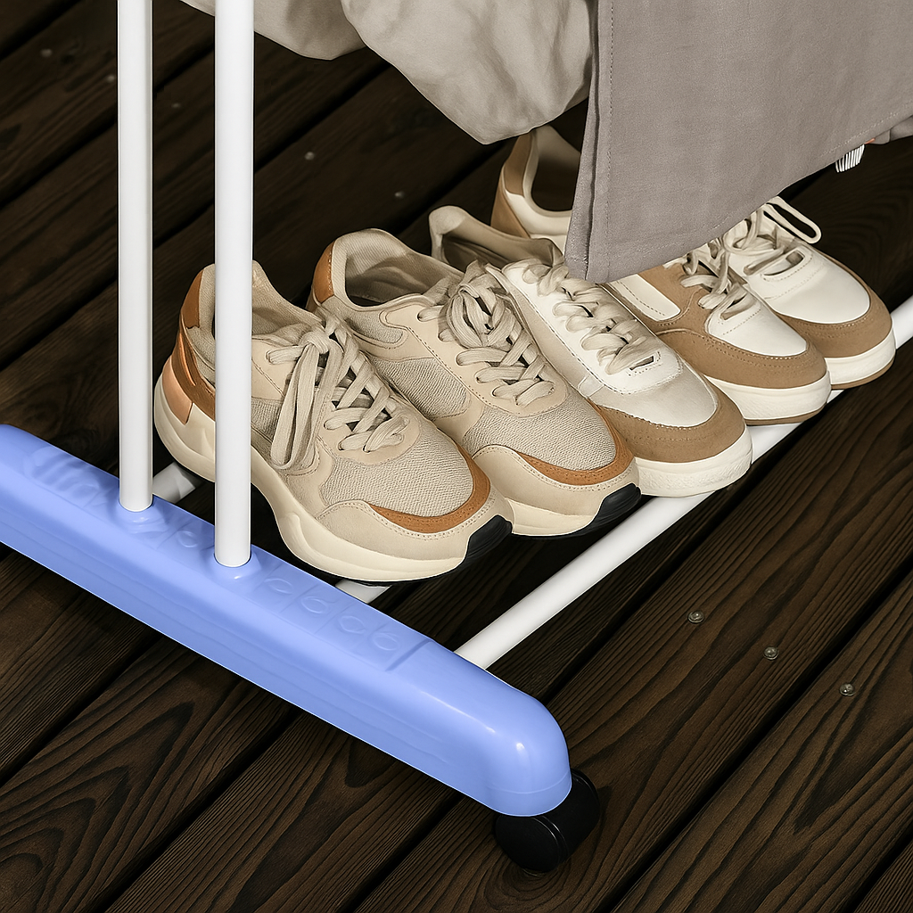 SpaceDry™ – Verrijdbaar & Opvouwbaar Droogrek met Kledinghangersteunen