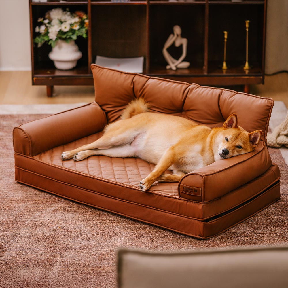 🐾 CoreLounge™ | Luxe Opvouwbaar Orthopedisch Hondenbed van Kunstleer – Extra Groot & Ondersteunend