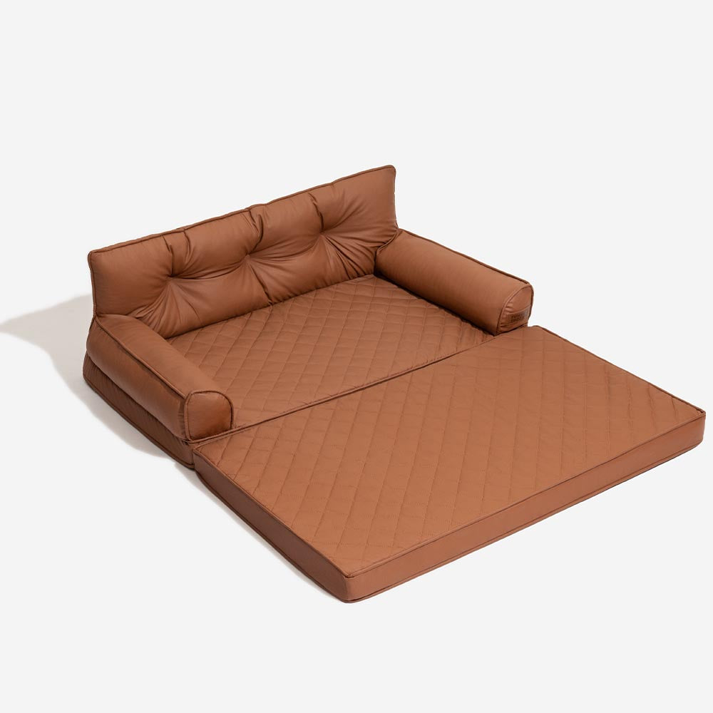 🐾 CoreLounge™ | Luxe Opvouwbaar Orthopedisch Hondenbed van Kunstleer – Extra Groot & Ondersteunend