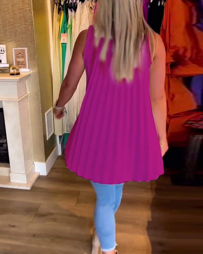 Helena™ - Mouwloze top met ruches en Revers