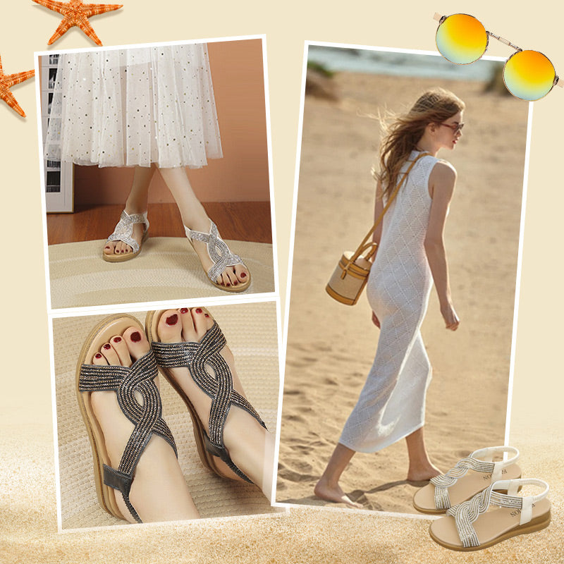 GlimmerStep™ - Luxe Strass Sandalen met antislip, zachte zool