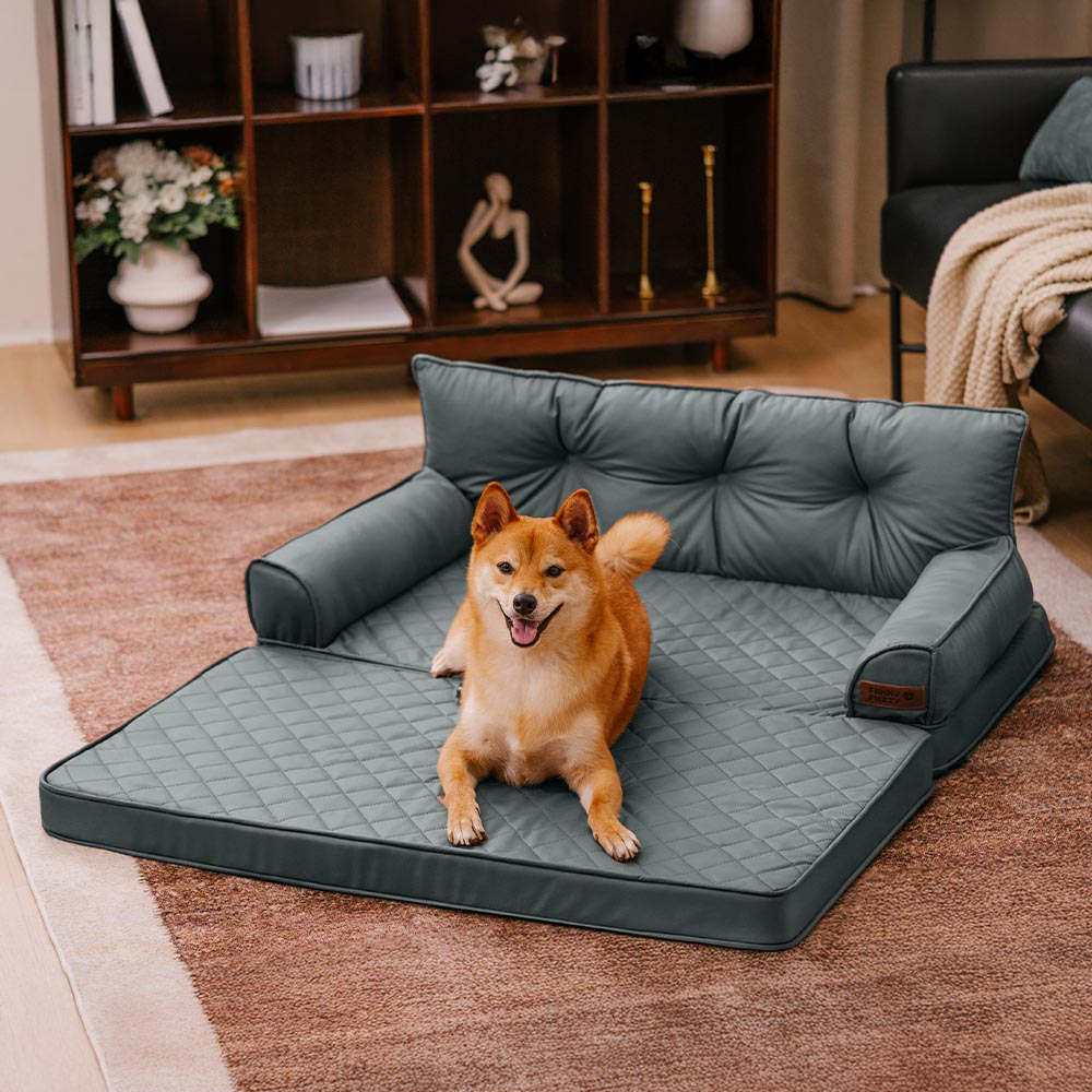🐾 CoreLounge™ | Luxe Opvouwbaar Orthopedisch Hondenbed van Kunstleer – Extra Groot & Ondersteunend