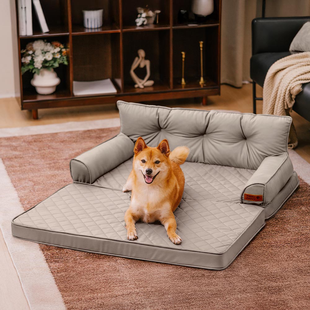 🐾 CoreLounge™ | Luxe Opvouwbaar Orthopedisch Hondenbed van Kunstleer – Extra Groot & Ondersteunend