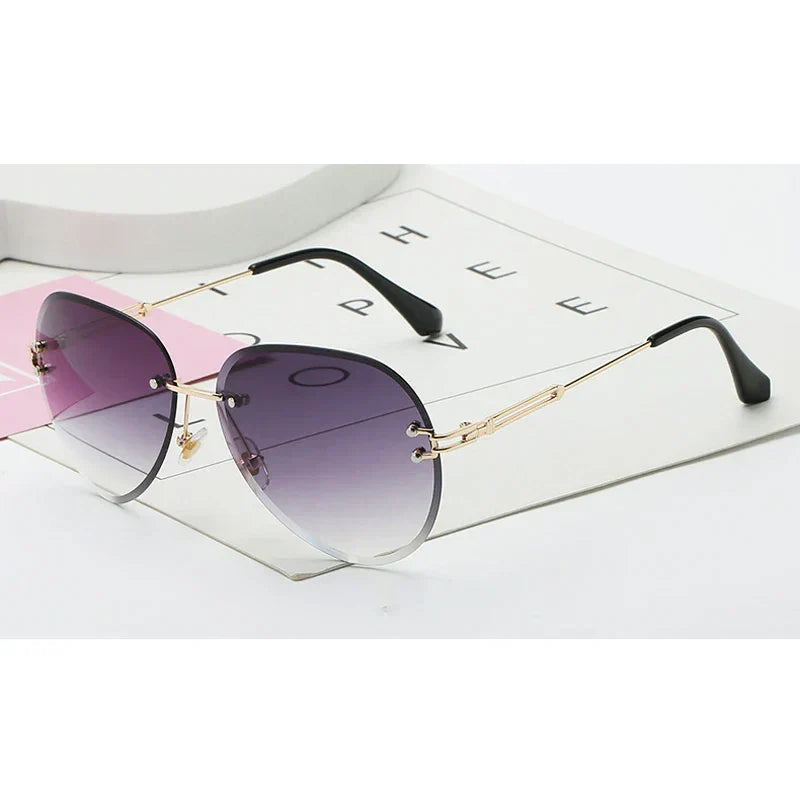 Arietta Rimless Beveled Lens Sunglasses