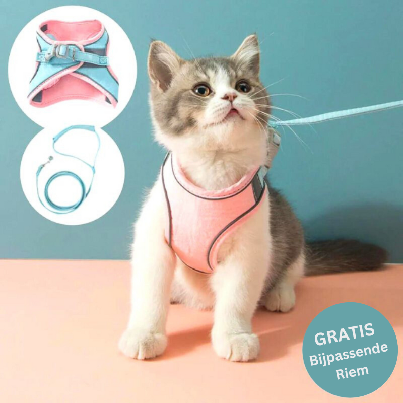 50% KORTING | CatGuard - Kattentuigje met reflecterende strepen [Laatste dag korting]