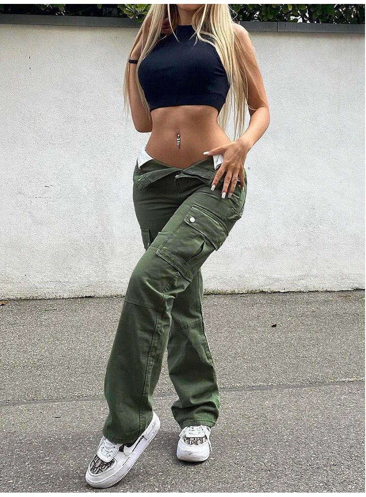 Cargo broek met hoge taille