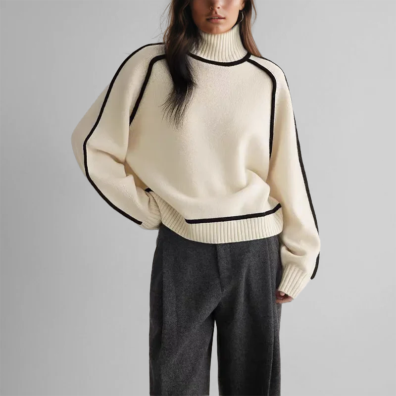 Elena Soft-Knit Ribbed Neck Sweater