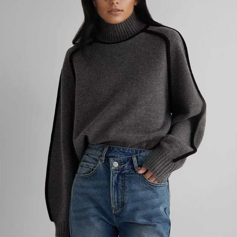Elena Soft-Knit Ribbed Neck Sweater