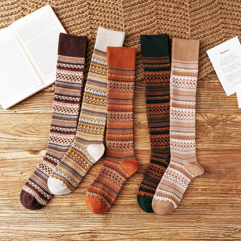 Autumn Elegance Knee-High Socks (5 pair bundle)