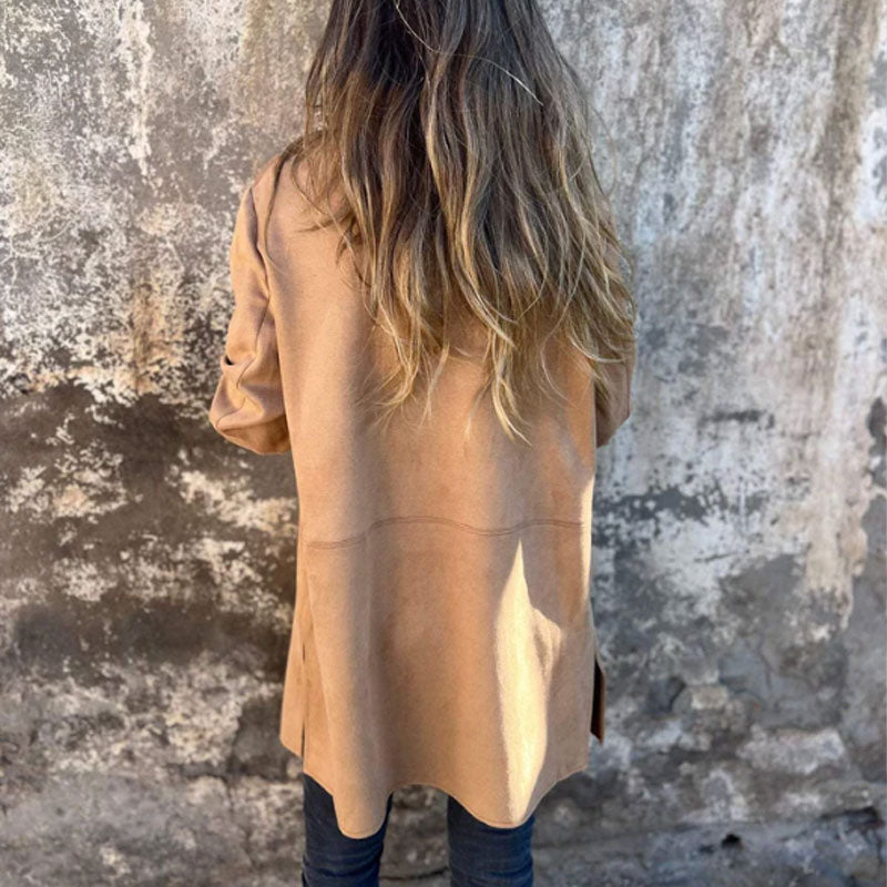 Casual halflange jas met knoopsluiting voor dames met revers™